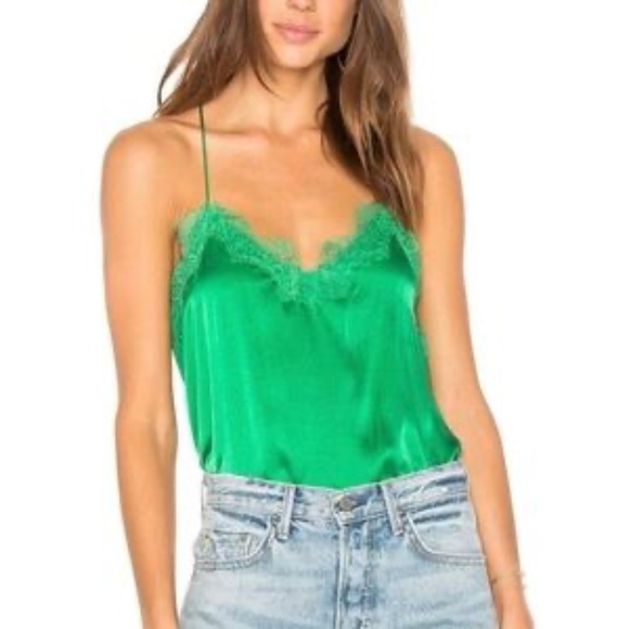 Cami NYC emerald green silk and lace racer back camisole tank medium NWOT - Picture 1 of 5